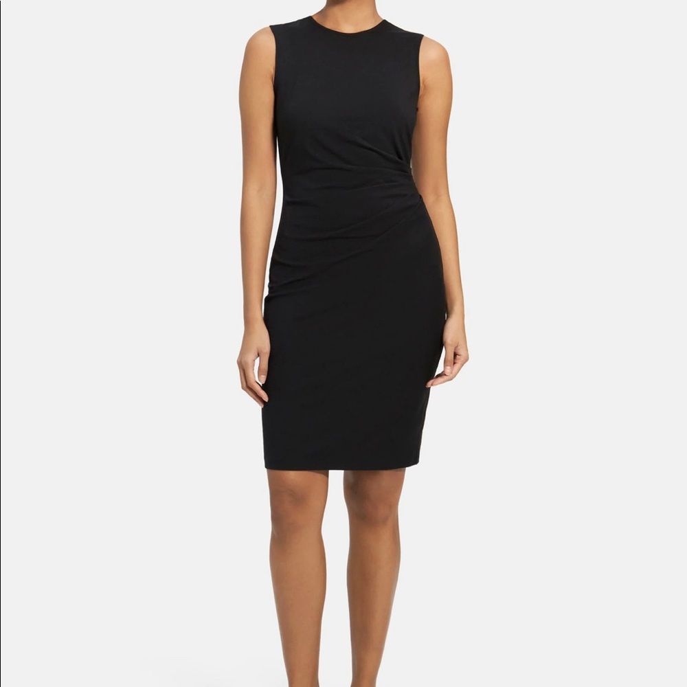 Theory Black Side Tie Sheath Dress small